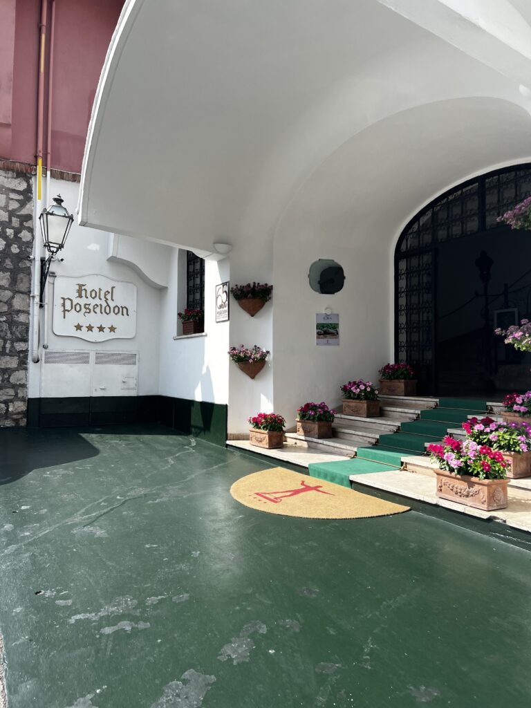 Entrance of Poseidon Hotel Positano from our 17 day trip