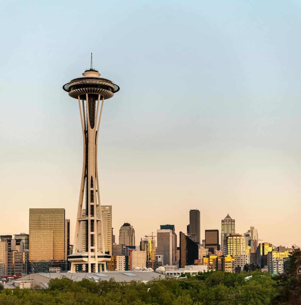 Cityscape Photo of The Space Needle Observation Tower in Seattle, Washington